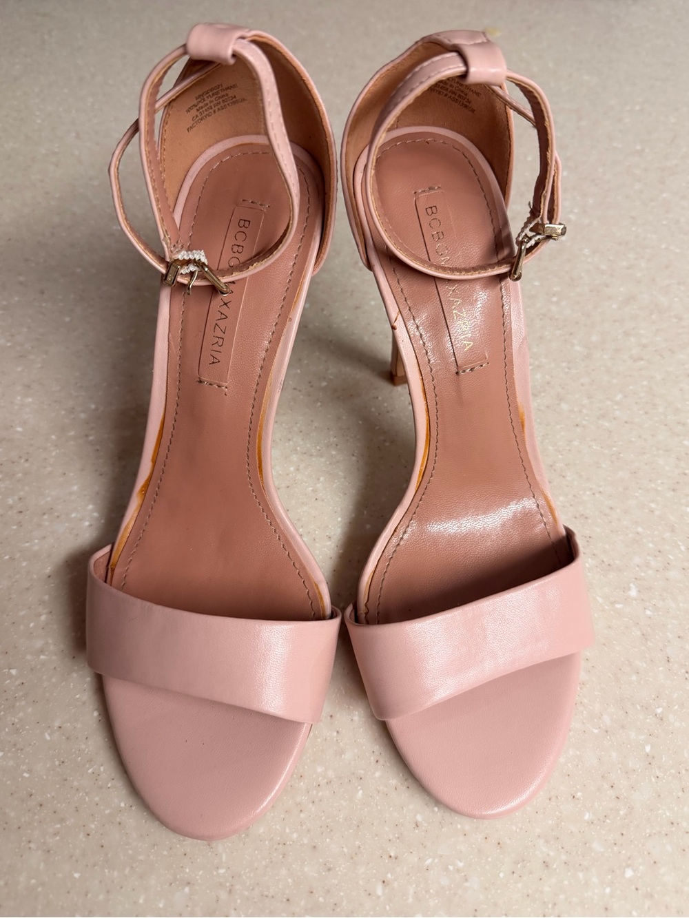 BCBGMaxAzria Blush Pink Open-Toe Ankle-Strap Heels